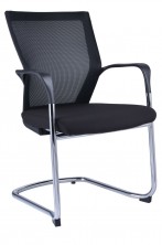 WMCC Chrome Cantilever. Arms. Black Mesh Back. Seat Black Fabric Only